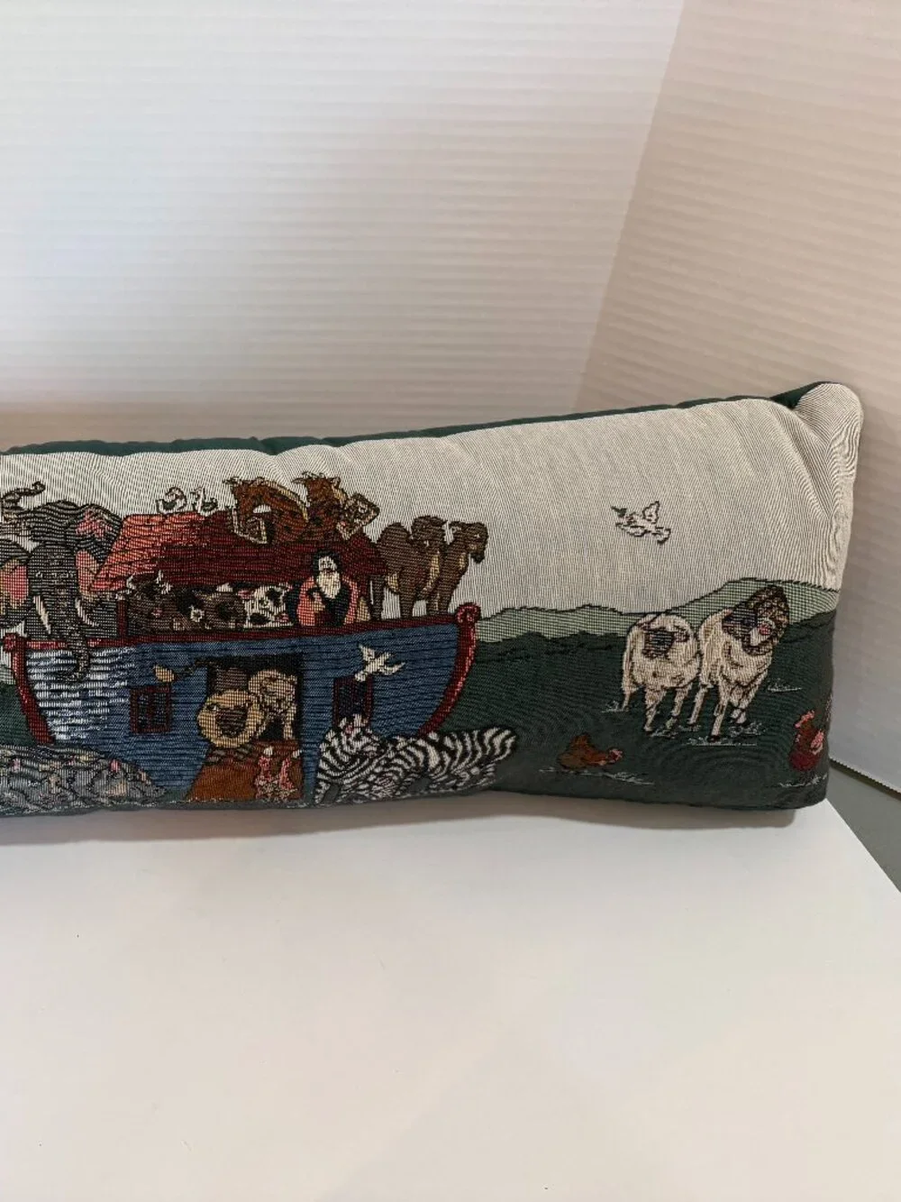 Vintage Noahs’s Ark Tapestry Large Bolster style Pillow